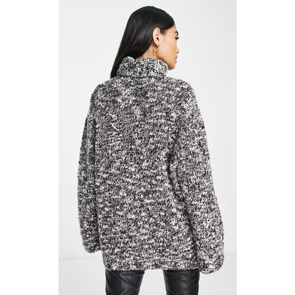 & Other Stories Boucle Wool Turtleneck Sweater Jumper Brown White Small - Picture 6 of 9